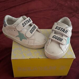 Golden Goose Kids Sneakers - White with Blue Star